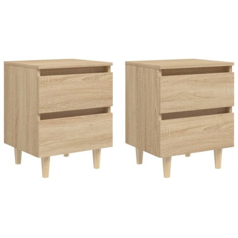 Lot de 2 Tables de chevet - Bout de Canapé Armoires De Rangement pieds en pin Chêne sonoma 40x35x50 cm BV460724 (1/5)