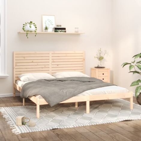Lit double pour adulte Cadre de lit - Bois massif 200x200 cm BV712903 - BonneVie (1/5)