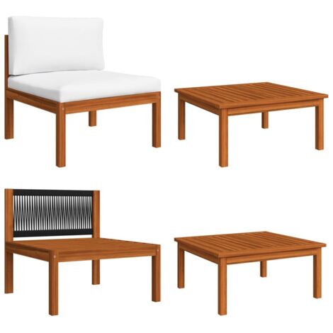 Salon de jardin 2 pcs Ensemble Table et Chaise de Jardin - avec coussins Bois d'acacia solide BV580067 - BonneVie (1/5)