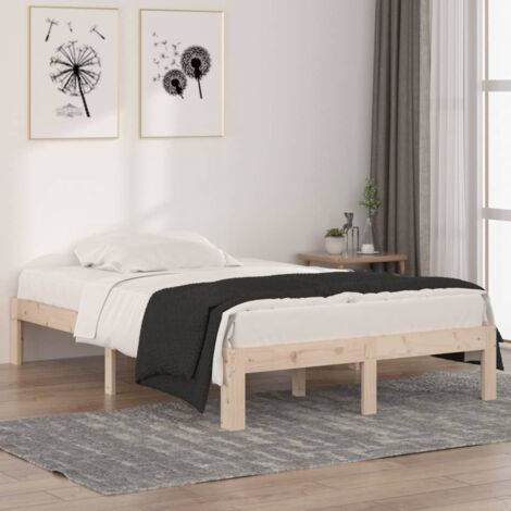 Lit simple pour adulte Cadre de lit - Bois massif 120x190 cm Petit double BV409468 - BonneVie (1/5)