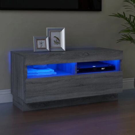 Meuble TV avec lumières LED pour Salon - Armoire TV Sonoma gris 80x35x40 cm BV409552 - BonneVie (1/5)