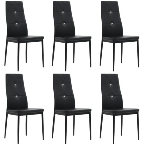 Lot de 6 Chaises de salle à manger - Chaises à dîner Noir Similicuir BV109078 - BonneVie (1/5)