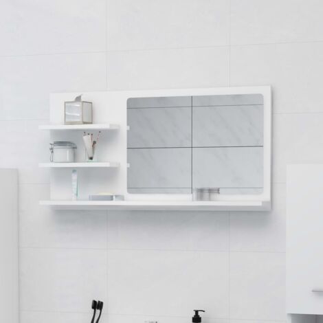 Miroir simple de salle de bain Style baroque - Blanc 90x10,5x45 cm Aggloméré BV152220 - BonneVie (1/5)