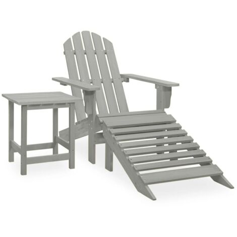 Chaise de jardin - Chaise d'extérieur pour terrasse/jardin Adirondack avec pouf et table Sapin Gris BV656147 - BonneVie (1/5)