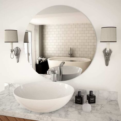 Bonnevie – Miroir mural simple de salle de bain 70 cm rond en verre – Bord poli pour aspect épuré – Montage facile avec accessoires inclus - BV564974