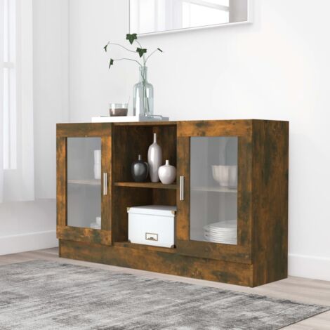 Bibliothèque Étagère de Rangement - Armoire à vitrine pour Bureau Salon Chambre Cuisine Chêne fumé 120x30,5x70 cm Bois d'ingénierie BV399015 - BonneVie (1/5)