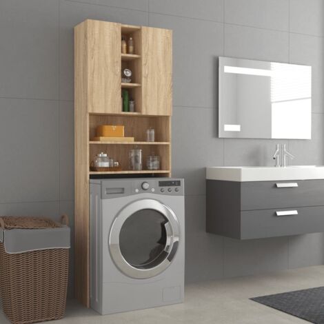 Meuble WC Armoire WC - Meuble de salle de bain Chêne sonoma 64x25,5x190 cm BV252687 - BonneVie