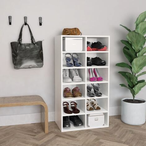 Meuble à Chaussures Étagère à Chaussures - Blanc 54x34x100,5 cm Bois d'ingénierie BV520199 - BonneVie (1/5)