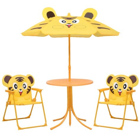 Ensemble Table + 2 Chaises de bistro avec parasol pour enfants - Table à manger avec Chaises Jaune BV592400 - BonneVie (1/5)