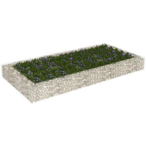 Jardinière de jardin - Balconnière à fleurs Lit surélevé à gabion Acier galvanisé 200x100x20 cm BV719340 - BonneVie (1/5)
