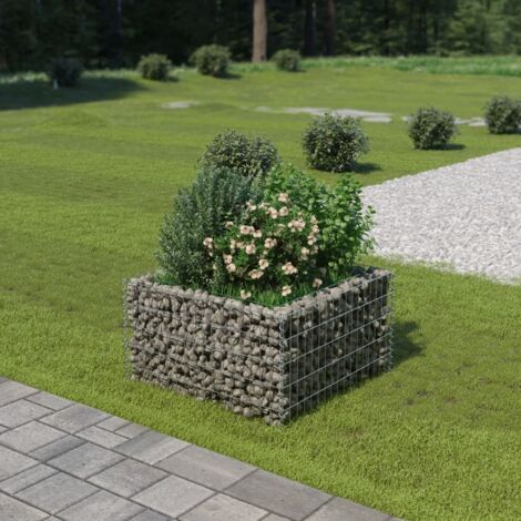 Jardinière de jardin - Balconnière à fleurs Lit surélevé à gabion Acier galvanisé 90x90x50 cm BV563713 - BonneVie (1/5)