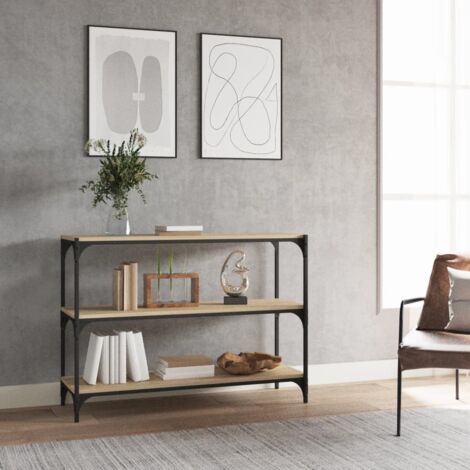 Bibliothèque Étagère de Rangement - pour Bureau Salon Chambre Cuisine Chêne Sonoma 100x33x70,5cm Bois d'ingénierie acier BV461983 - BonneVie (1/5)