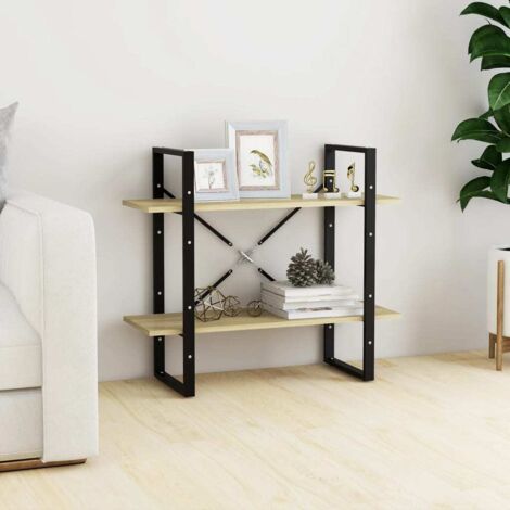 Bibliothèque à 2 niveaux Étagère de Rangement - pour Bureau Salon Chambre Cuisine Chêne sonoma 80x30x70 cm Aggloméré BV951577 (1/5)