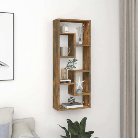 Étagère murale Étagère de Rangement - Meuble de rangement Chêne fumé 36x16x90 cm Bois d'ingénierie BV119038 - BonneVie (1/5)