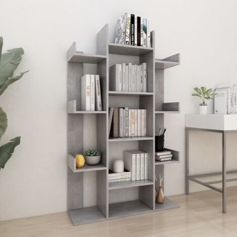 Bibliothèque Étagère de Rangement - pour Bureau Salon Chambre Cuisine Gris béton 86x25,5x140 cm Aggloméré BV406023 - BonneVie (1/5)