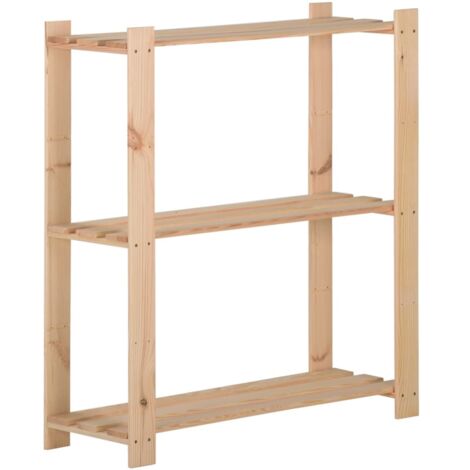 Étagère de stockage 3 niveaux Étagère de Rangement - Armoire de Rangement 80x28,5x90 cm Bois de pin massif BV794572 - BonneVie (1/5)