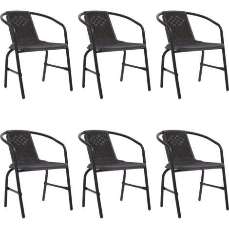 Lot de 6 Chaises de jardin - Chaises d'extérieur pour terrasse/jardin Rotin plastique et acier 110 kg BV295902 (1/5)