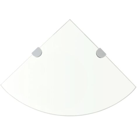 Étagère de coin + supports Étagère de Rangement - Meuble de rangement chromés Verre Transparent 25 x 25 cm BV221458 - BonneVie (1/5)