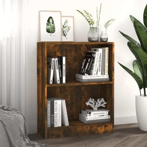 Bibliothèque Étagère de Rangement - pour Bureau Salon Chambre Cuisine Chêne fumé 60x24x74,5 cm Bois d'ingénierie BV628135 - BonneVie (1/5)