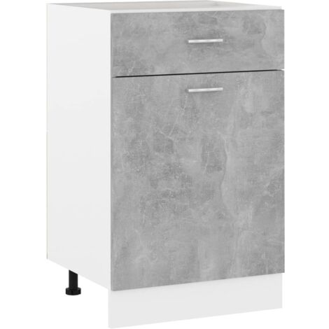 Armoire de cuisine de plancher à tiroir - Meuble de rangement Style Contemporain Gris béton 50x46x81,5 cm Aggloméré BV269671 - BonneVie (1/5)