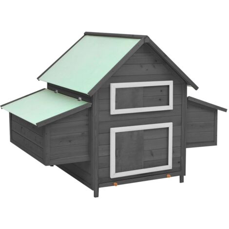 Enclos Poulailler - Parc enclos pour animaux Gris et blanc 152x96x110 cm Bois de sapin massif BV755824