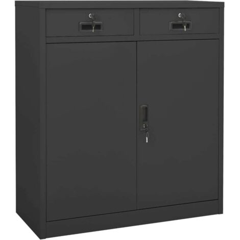 Armoire de bureau Meuble de Rangement - Style Contemporain Anthracite 90x40x102 cm Acier BV222113 - BonneVie (1/5)