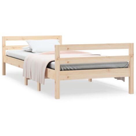 Lit double pour adulte Cadre de lit - 90x190 cm Bois de pin massif BV481438 - BonneVie (1/5)