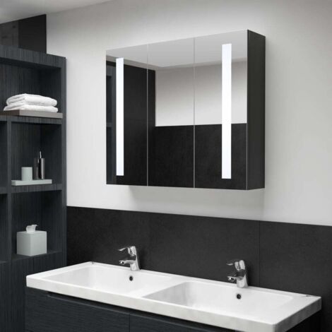 Armoire murale de salle de bain à miroir à LED - Meuble de rangement 89x14x62 cm BV682725 - BonneVie (1/5)