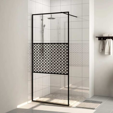 Paroi de douche avec verre - Paroi de baignoire Moderne ESG transparent 100x195 cm Noir BV361332 - BonneVie (1/4)