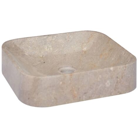 Vasque à poser Lavabo à poser pour salle de bain - Gris 40x40x10 cm Marbre BV710273 - BonneVie (1/5)