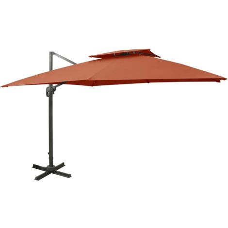Parasol déporté à double toit - Parasol de Jardin Parasol de balcon 300x300 cm Terre cuite BV987603 - BonneVie (1/5)