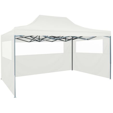 Tente de réception pliable Tonnelle de Jardin - Rapide à Installer de réception avec 3 parois 3 x 4,5 m Blanc BV371104 - BonneVie (1/5)
