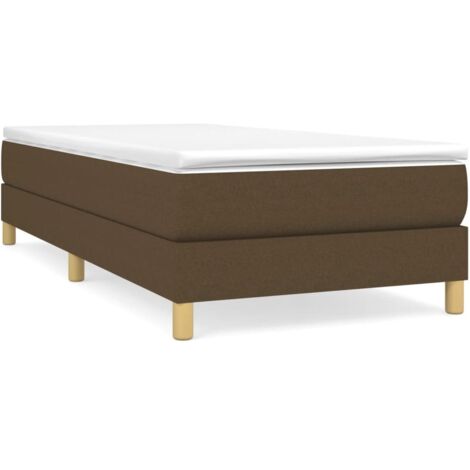 Bonnevie – Sommier à ressorts 90x190 cm – Tissu polyester marron foncé – Lattes en contreplaqué pour soutien optimal – Montage facile - BV706342 (1/3)