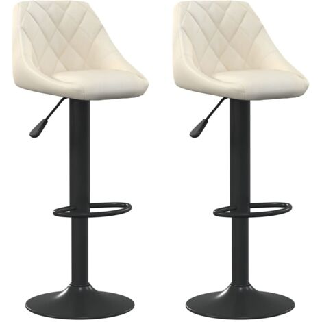 Lot de 2 Chaises de bar Tabourets de bar - Tabouret Haut Crème Velours BV634385 - BonneVie (1/5)
