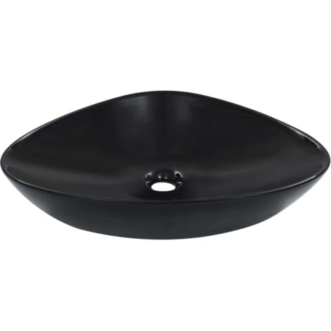 Vasque à poser Lavabo à poser pour salle de bain - 58,5 x 39 x 14 cm Céramique Noir BV887350 - BonneVie (1/5)