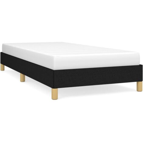 Bonnevie – Lit simple noir 90x190 cm en tissu – Cadre robuste avec lattes en contreplaqué – Design épuré pour chambre adulte - BV456879 (1/5)