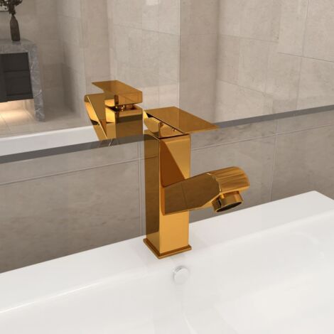 Robinet de lavabo de salle de bain Style Contemporain - rétractable Finition dorée 157x172 mm BV197242 - BonneVie (1/5)