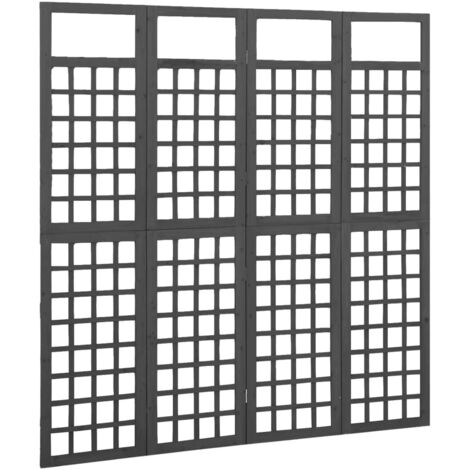 Bonnevie – Paravent cloison de séparation 4 panneaux en bois de sapin noir 161x180 cm – Repliable pour rangement facile – Support pour plantes grimpantes - OIB6988E (1/5)