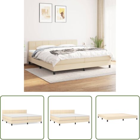 Lit à sommier tapissier avec matelas Crème 200x200 Tissu 3 (1/5)