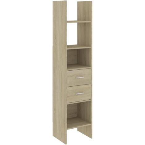 Bibliothèque Étagère de Rangement - pour Bureau Salon Chambre Cuisine Chêne sonoma 40x35x180 cm Aggloméré BV128678 - BonneVie (1/5)