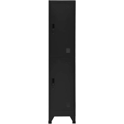 Armoire à casiers Meuble de Rangement - Style Contemporain Noir 38x45x180 cm Acier BV469248 - BonneVie (1/5)