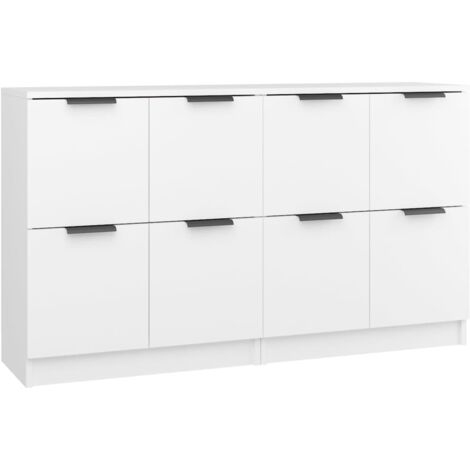 Bonnevie – Lot de 2 buffets bahut blanc 60x30x70 cm – Bois d'ingénierie – Résistance à l'humidité – Grand espace de rangement - BV128233 (1/5)