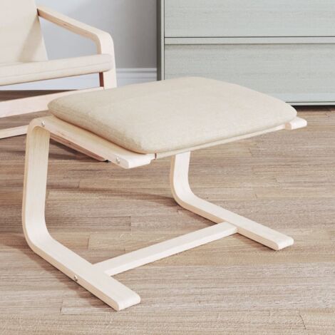Repose-Pieds pour Salon ou Chambre - Tabouret Pouf Crème 51x41x40 cm Tissu BV491767 - BonneVie (1/5)
