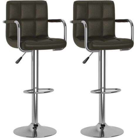 Tabourets de bar 2 pcs Marron Similicuir 16 (1/5)