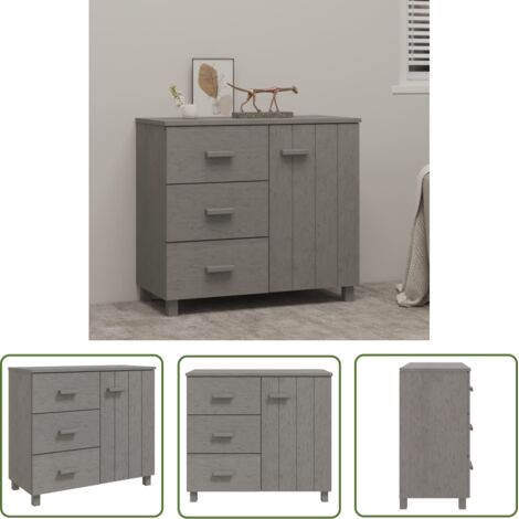 FIMEI Buffet Gris clair 90x40x80 cm Bois de pin solide (1/5)