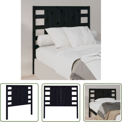 SKM Tête de lit Noir 96x4x100 cm Bois massif de pin (1/5)