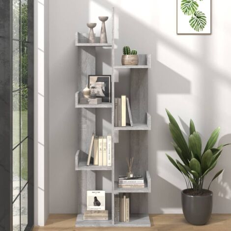 Bibliothèque Étagère de Rangement - pour Bureau Salon Chambre Cuisine 48x25,5x140 cm Sonoma gris Bois d'ingénierie BV923647 - BonneVie (1/5)