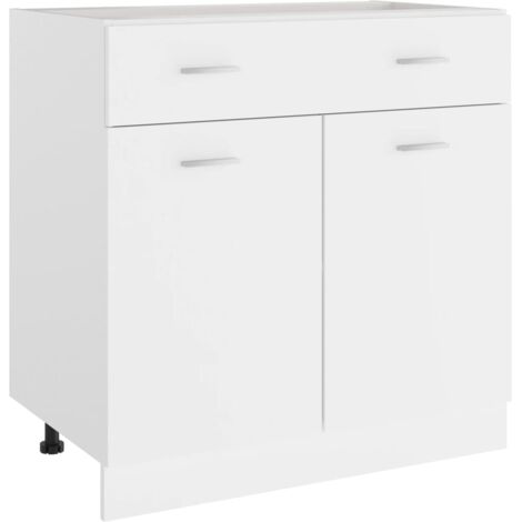 Armoire de cuisine de plancher à tiroir - Meuble de rangement Style Contemporain Blanc 80x46x81,5 cm Aggloméré BV124762 (1/5)