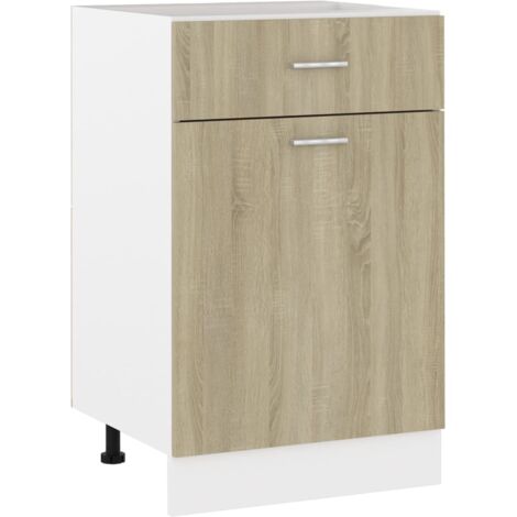 Armoire de cuisine de plancher tiroir - Meuble de rangement Style Contemporain Chêne sonoma 50x46x81,5 cm Aggloméré BV790312 - BonneVie (1/5)