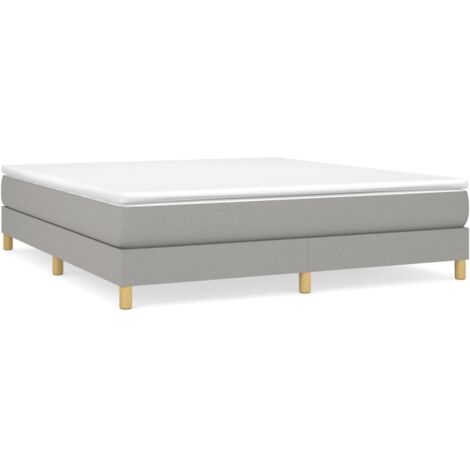 Bonnevie – Sommier tapissier 160x200 cm – Tissu polyester gris clair – Lattes en contreplaqué pour soutien optimal – Dimensions totales 203x160x25 cm - OIB6106E